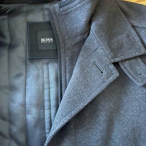 Mens Hugo Boss Cashmere Wool Blend Coat Sz L